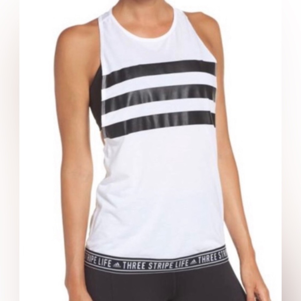 ADIDAS Three Stripe Life Climalite Muscle Tank